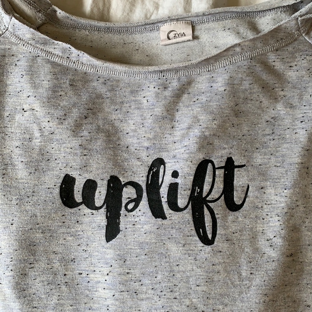 Zyia uplift off the shoulder sweatshirt